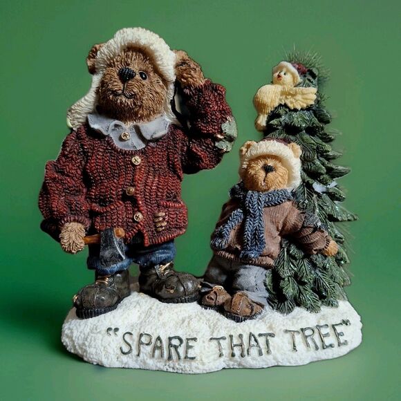 Boyds Bears Sherwood Opie & Tweet Christmas Spare That Tree Circa 2000 Vtg Gift - Picture 1 of 5